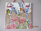 Decoupage wall tile ready  to Hang around the Home/Gift idea 15cm square  birds