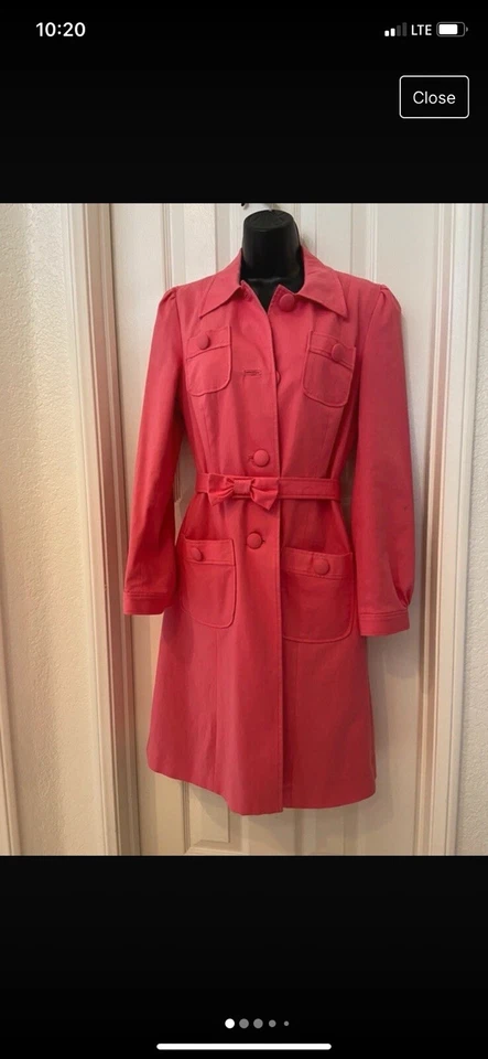 Chaqueta Abrigo BETH BOWLEY Larga Roja Naranja Forrada a Lunares Talla 6 Foto 1 de 4