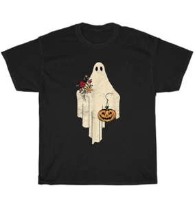 Vintage Floral Ghost Cute Halloween Costume T-Shirt Unisex Funny Tee Gift NEW - Picture 1 of 4
