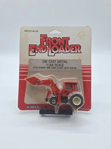 DEUTZ ALLIS TOY FARM TRACTOR WITH BUCKET LOADER DIECAST-1/64-ON CARD - Picture 1 of 5