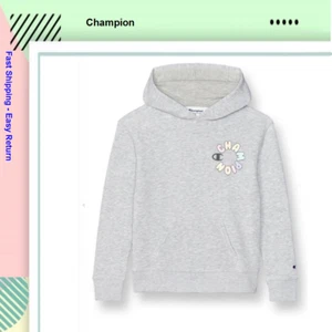 Champion Big Girls' Big Bubble Fleece Hoodie, Oxford Heather, Small - Picture 1 of 1