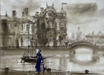 Pintura Svetlana Gadjieva Arte Ruso Contemporáneo Acuarela Arquitectónica Foto 1 de 3