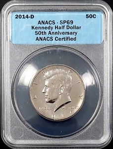 2014 D Satin Finish Kennedy Half Dollar certified SP 69 by ANACS! - Picture 1 of 4
