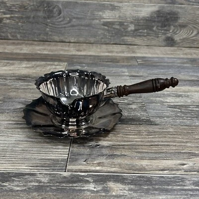 Olla calentadora de salsa de brandy de plata de ley Lunt Foto 1 de 4