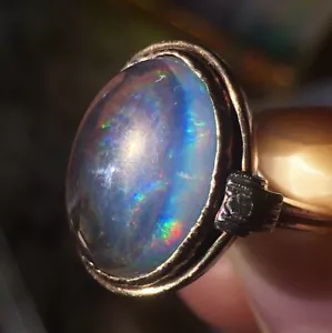 14k Contraluz Opal Mexican Opal Diamonds Antique Ring - Picture 1 of 24