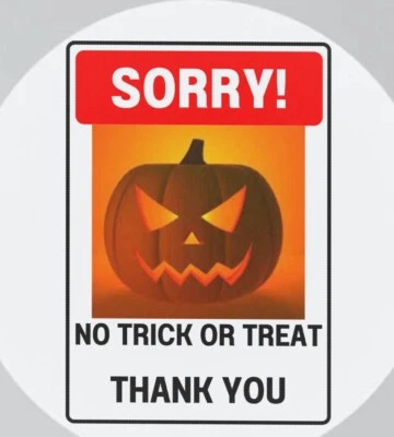 No Trick or Treat Warning Sign Door Sticker. Elderly/Disabled/Reactive dogs? - Image 1 of 3