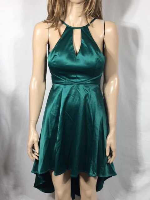 Crystal Dolls Womens Green Sleeveless Tea-length Hi-lo Cocktail Dress Juniors 1