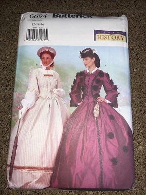 6694 UNCUT Butterick Pattern Misses Civil War Gone with the Wind Gown 12 14 16 - Image 1 of 3