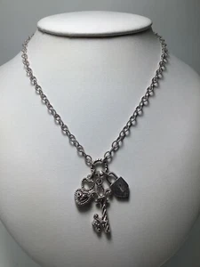 Judith Ripka 925 CZ Kette Halskette Herz-Schlüssel-Schloss Charms Anhänger 20" - Bild 1 von 4