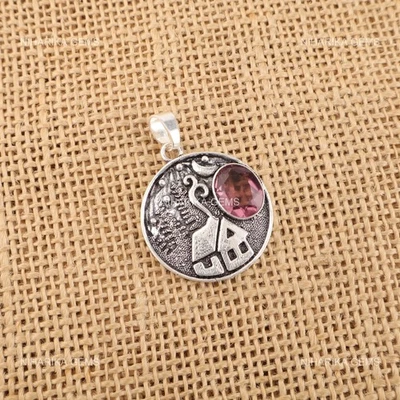 Piedra Rodolita Plata 925 Cumpleaños Halloween Elegante Moda Nuevo Colgante Joyería Foto 1 de 4