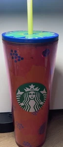 Starbucks Flower 2022 Summer Pink Coral Floral Tumbler w/Yellow Straw New W/Tags - Picture 1 of 9