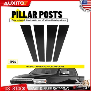 4PCS Gloss Piano Black Pillar Post Covers For 2019-2025 Dodge Ram 1500 Truck - Picture 1 of 11
