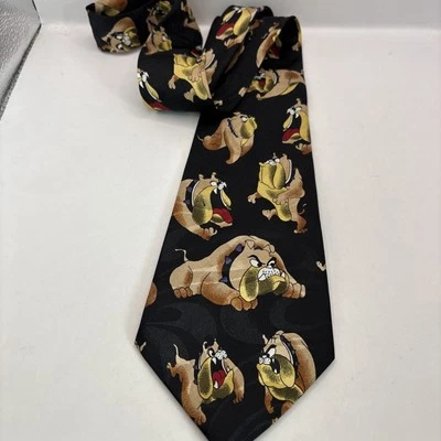 Corbata Bulldogs Vintage A. Rogers Negra, Marrón y Dorada 100% Poliéster Foto 1 de 4