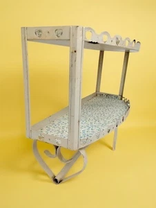 Mensola asciugamani bagno metallo anni 50 2 ripiani cuore scorrimento shabby chic MCM unica - Foto 1 di 21