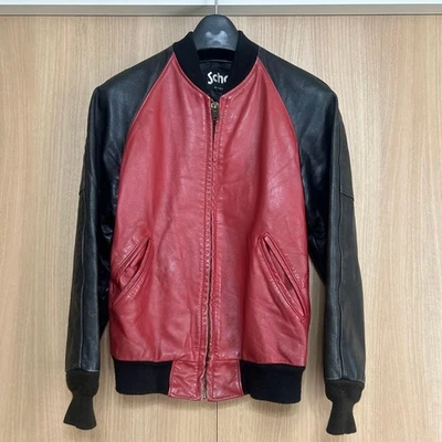 Schott Leather Jacket Red/Black - Image 1 of 4