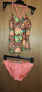 Real Love Little Girls Fluorescent Orange 2 Piece Tankini Swimsuit Size 14/16 - Picture 1 of 9