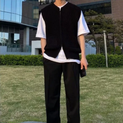 Uomo Maglia Cardigan Gilet Maglione Serbatoio Zip Ogni Giorno Outdoor Morbido - Immagine 1 di 4