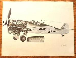Avión Messerschmitt 109G-6/R6 impresión sin marco 8,5x11" John Batchelor 1979 - Imagen 1 de 3