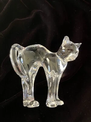 "Baccarat, figura de cristal de gato gorila, espalda arqueada impecable vintage 4,5"" X 5""" Foto 1 de 4