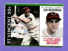 1989 St. Vincent US Baseball Series 2 Stamp Lou Boudreau Hall of Famer Indians
