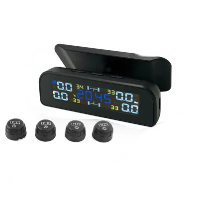 Wireless Solar Car LCD Tire Pressure Temp Monitoring System 4 External Sensors - Image 1 of 4