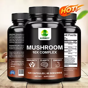 Mushroom Complex - Lions Mane, Cordyceps Sinensis -Brain Health & Memory Booster - Picture 1 of 11