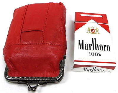 Estuche para cigarrillos de cuero suave bolsa encendedor bolsillo cierre superior a presión ajuste 120s 100s  Foto 1 de 4