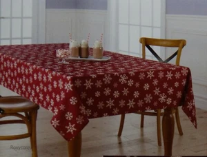 St Nicholas Square Christmas Yuletide Snowflake 60x102 Oblong Tablecloth NWT - Picture 1 of 2