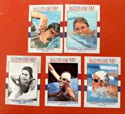 Tarjetas de natación olímpicas de la corte de Estados Unidos (1991) SPITZ MEYER CAULKINS BABASHOFF de VARONA Foto 1 de 4