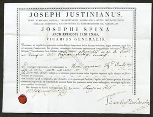 Certificato di autentica reliquia di San Giacobbe - 1817 - Foto 1 di 1