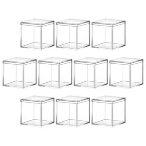 10 Pcs Acrylic Packaging Box Clear Lid Packing Boxes Small Plastic Container - Picture 1 of 12