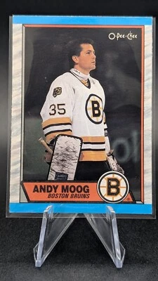 1990 O-PEE-CHEE ANDY MOOG #160 BRUINS GOALIE VINTAGE NHL CARD - Image 1 of 2