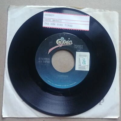 GENE WATSON Carmen/The New York Times 45 7" COUNTRY Vinyl Record Epic Records - Image 1 of 2