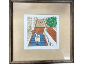 Vintage FRANCES GREENBERG "MORNING GREETINGS" signiert 910/1000 gerahmt Katzenliebhaber - Bild 1 von 5