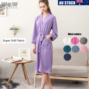 Womens Dressing Gown Bath Robe Pajamas Robe Mens Summer Lightweight Waffle B - Picture 1 of 20
