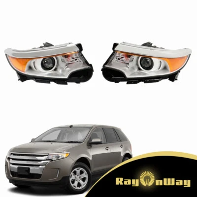 For 2011 2012 2013 2014 Ford Edge Right&Left Chrome Halogen Headlights Headlamps - Image 1 of 4