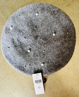 Anthropologie Beret - Gray with Pearls - Wool - One Size - NEW NWT - Image 1 of 4