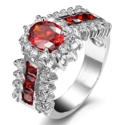 Лондон синий топаз аметист гранат AAA цирконий драгоценные камни серебро обручальное кольцо размер 6-10 - Изображение 1 из 4