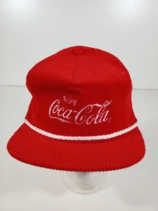 Vintage Coca Cola Corduroy Hat Adjustable Red Embroidered - Picture 1 of 6