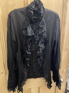 Red Queens Black Legion Ruffled Pirate Victorian Vampire Shirt Bnwt Xxl Goth - Picture 1 of 6
