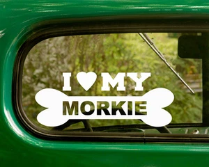 2 I LOVE MY MORKIE DOG BREED STICKERs Decal Car Bumper Rv Truck Laptop Window - Picture 1 of 1