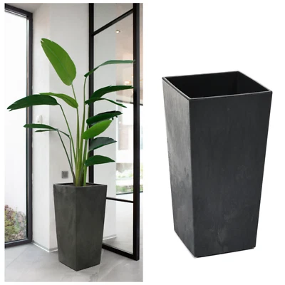 Blumenkübel  Eckig Pflanzkübel Modern in Betoneffekt Einsatz 6 Größen/SCHWARZ - Bild 1 von 3