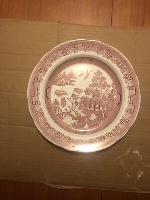 SPODE Archive Collection Georgian Series WILLOW Dinner Plate Cranberry Red - Image 1 of 4