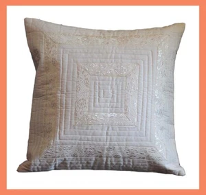Silk Light Pink Hand Made Quilting Work Pillow Cover From India - Picture 1 of 6