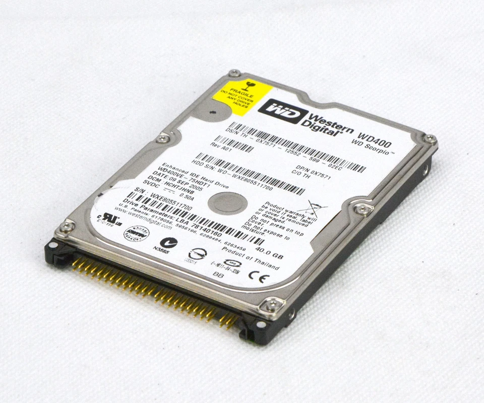 40GB 2.5" 6.35 cm HDD Hard Drive Western Digital WD400 Scorpio IDE PATA #O82 - Image 1 of 1