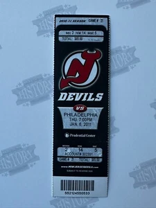 2011 Philadelphia Flyers at New Jersey Devils Ticket 1/6/11 Hartnell 2 Goals - Picture 1 of 1