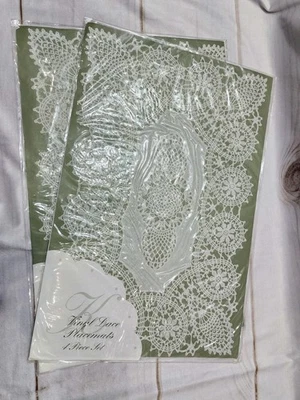 Set of 8 Placemats White Vinyl Lace Deluxe Table Doilies Elegant Decor NEW - Image 1 of 4