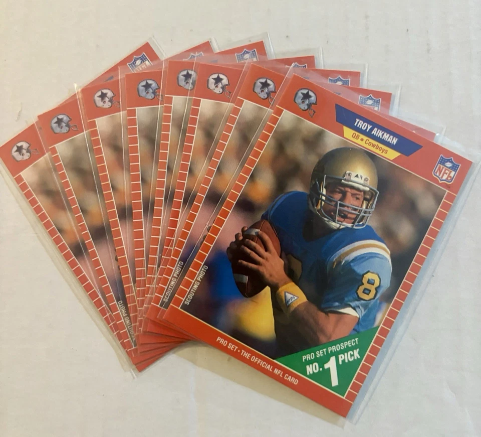 8 1990 Pro Set Troy Aikman RC Dallas Cowboys Salón de la fama #490 Novato Foto 1 de 2