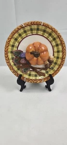Lotto 2 piatti decorativi 3D Bella Casa by Ganz 8" zucca, pesca e plaid usati in ottime condizioni - Foto 1 di 11