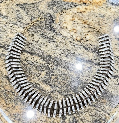 Zara Antiqued Bronze Tone Statement Rhinestone Collar Or Choker Necklace - Image 1 of 4